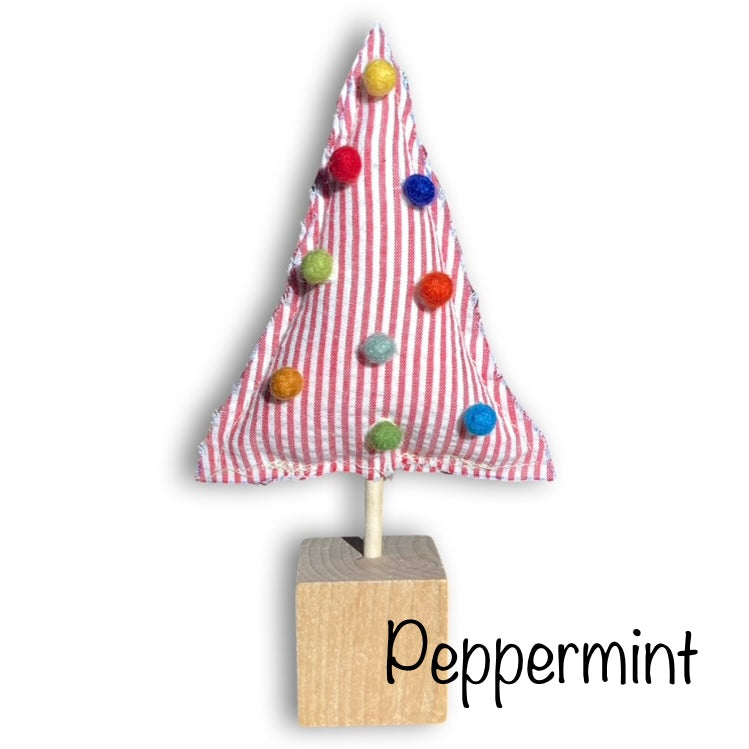 Homespun Seersucker Christmas Tree Tabletop Decoration